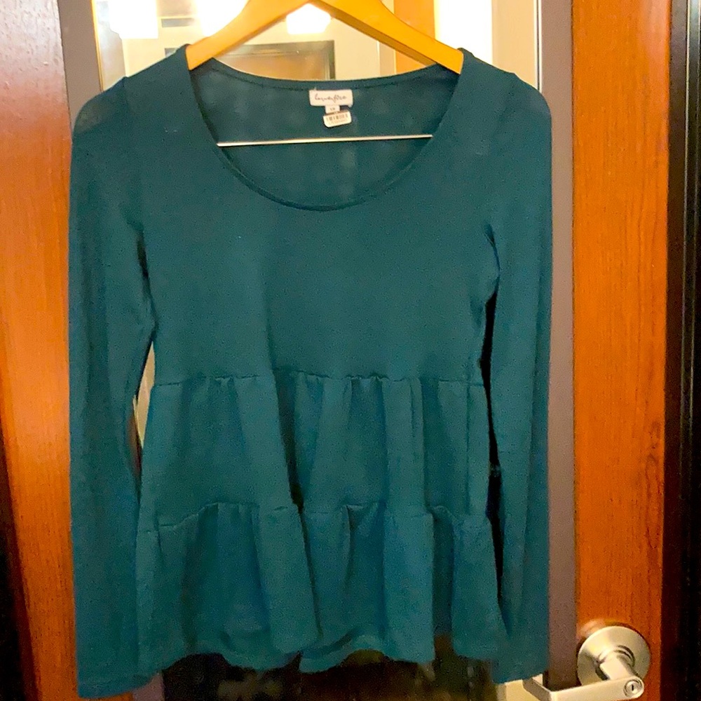 Green flared blouse